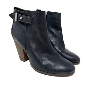 Coach Hewes Safari Leather Block Heel Bootie Boots